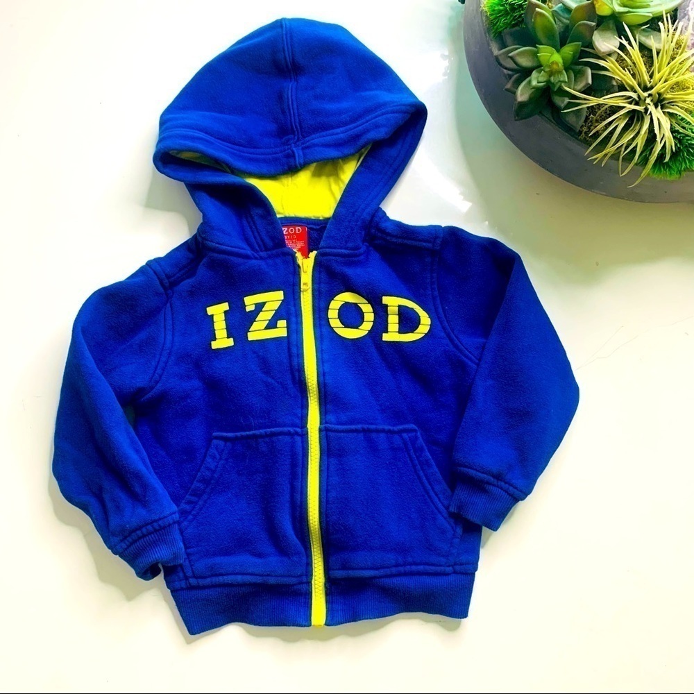Izod blue yellow Toddler Hooded zip up sweatshirt sweatshirt 3T